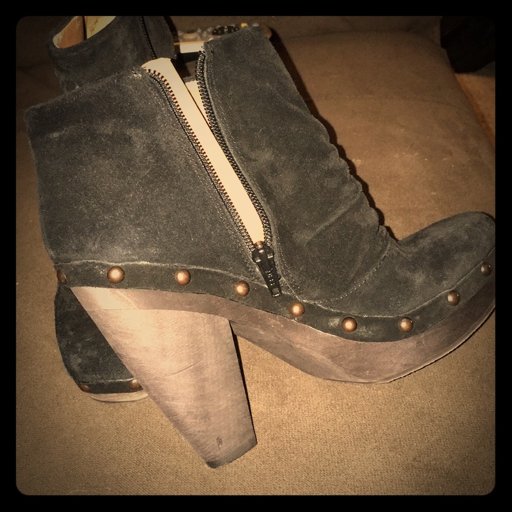 Black suede platform booties